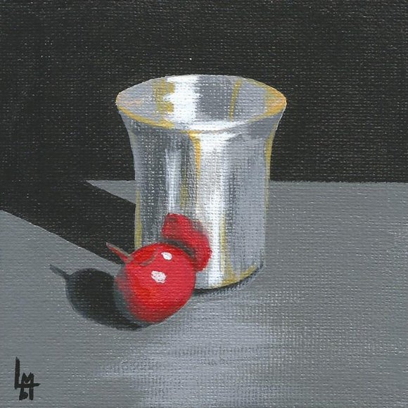 Acrylic Painting - Red Cherry Reflection - Picture 1 of 5